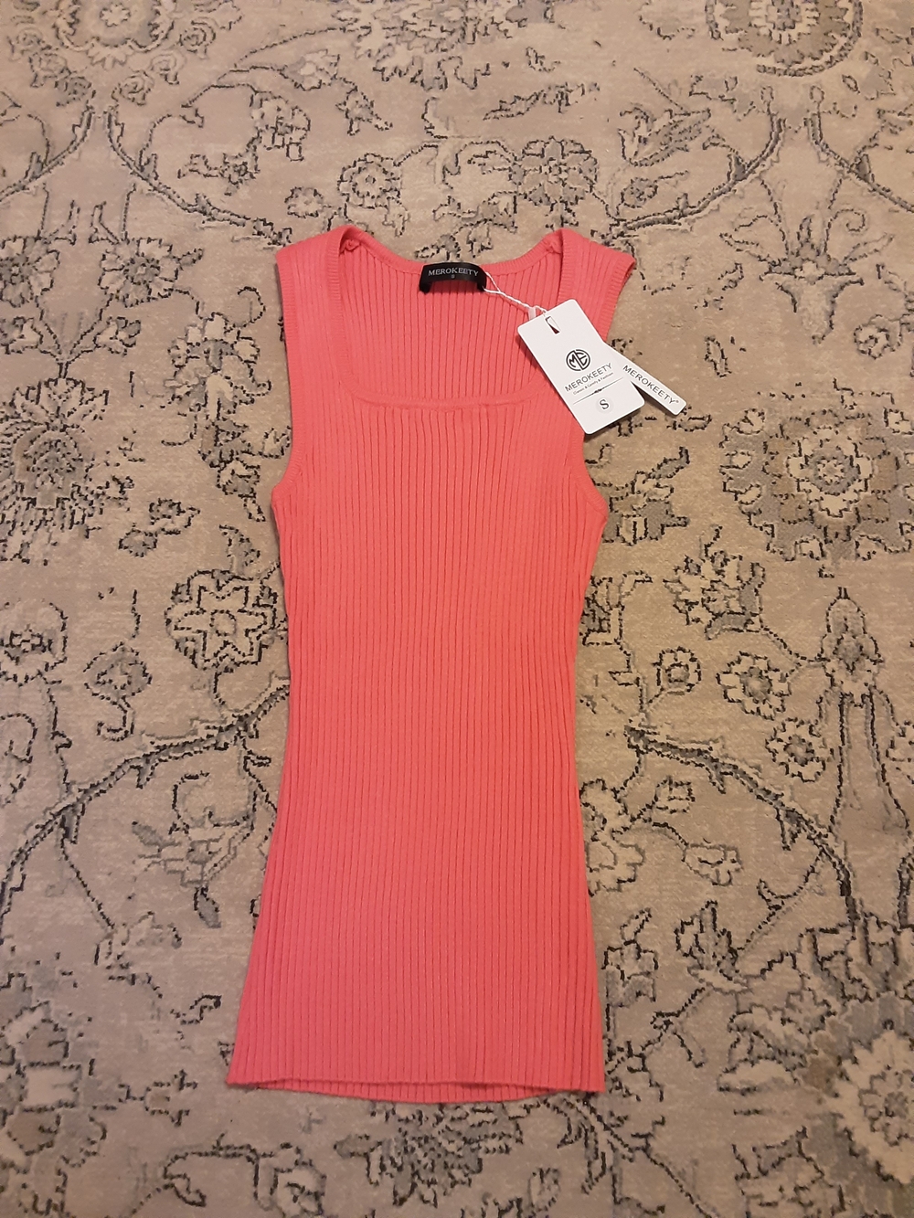 Merokeety Ribbed Coral Tank Top